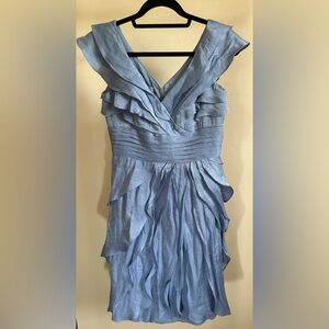 London Times Periwinkle Casual Ruffle Party V-Neck Mini Dress